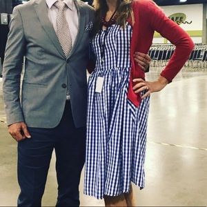 Blue and white gingham dress